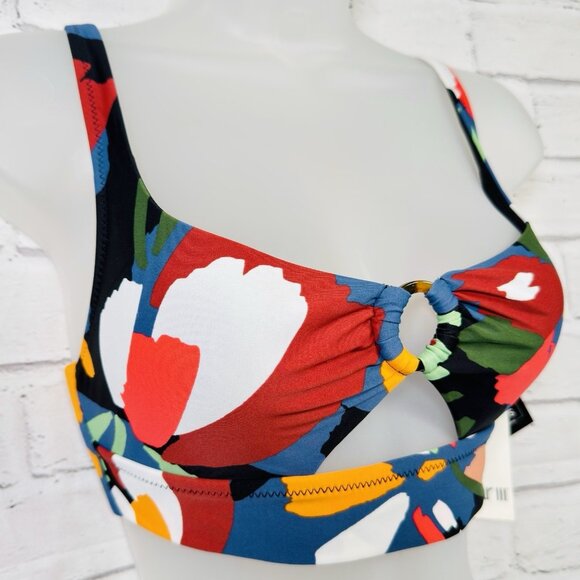 Bar III PARADISE PALM Printed Keyhole Bikini Swim Top, US Small NWT - Picture 5 of 8